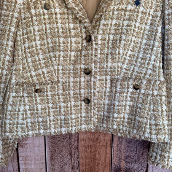 Ann Taylor Blazer Tweed Plaid Jacket 14P Petite Work Fall Academia Minimalist - Picture 4 of 9